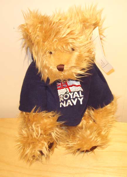 Scruffy the Teddy Bear in a ROYAL NAVY-logo HOODY