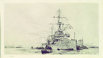 HMS Dreadnought Lying to a Buoy